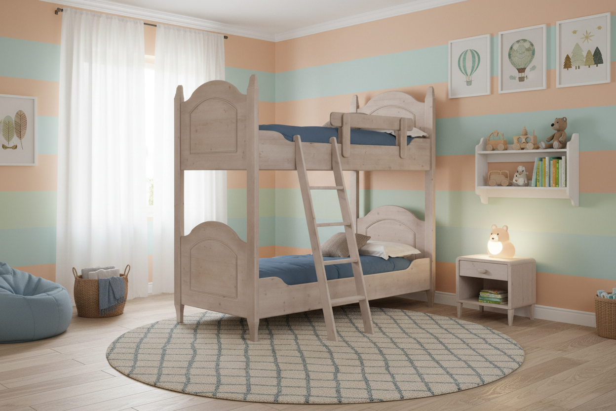 Letto a castello in abete massiccio smontabile