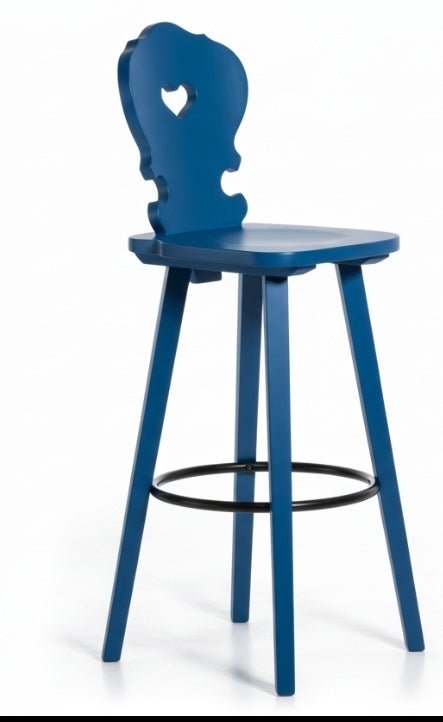 Sgabello Tirolese con Cuore Vienna SG colore blu - Altezza 76 cm