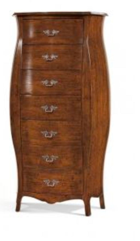 Cassettiera bombata 7 cassetti classica legno noce bassano 73x37x141 

Cassettiera bombata costruita in legno