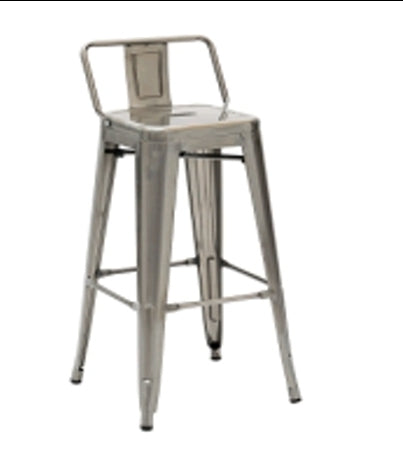 Sgabello metallo con schienale, col. Acciaio Specchiato