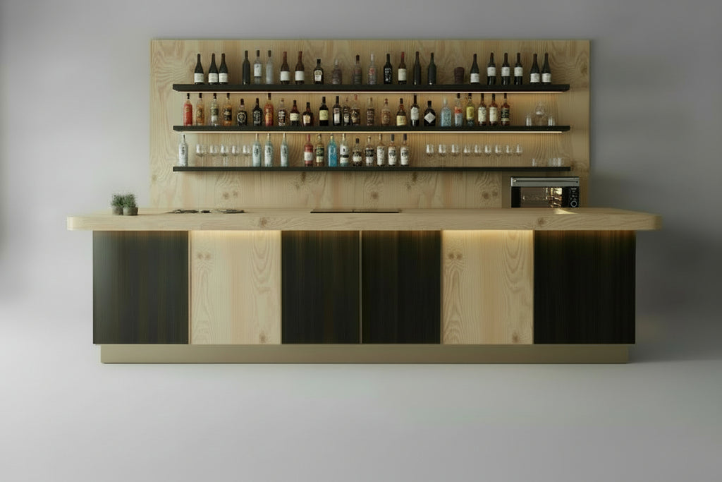 Bancone Bar D8 Bistrot – 3,00 m con Mensola Bottiglieria