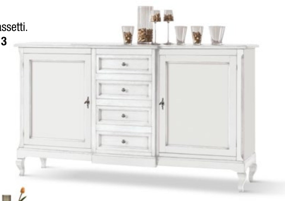 Credenza 2 ante 4 cassetti