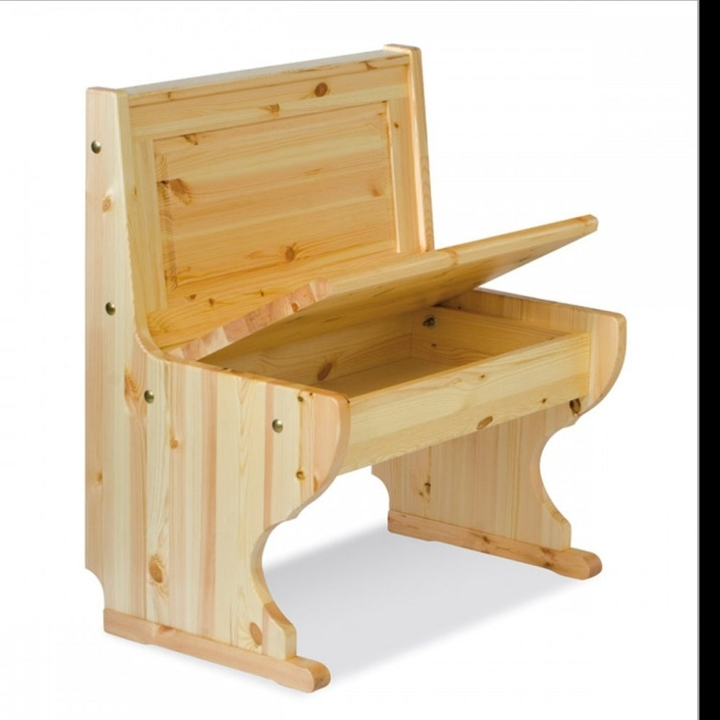 Panca rustica in legno di pino 56 - Modulo angolare con vano contenitore