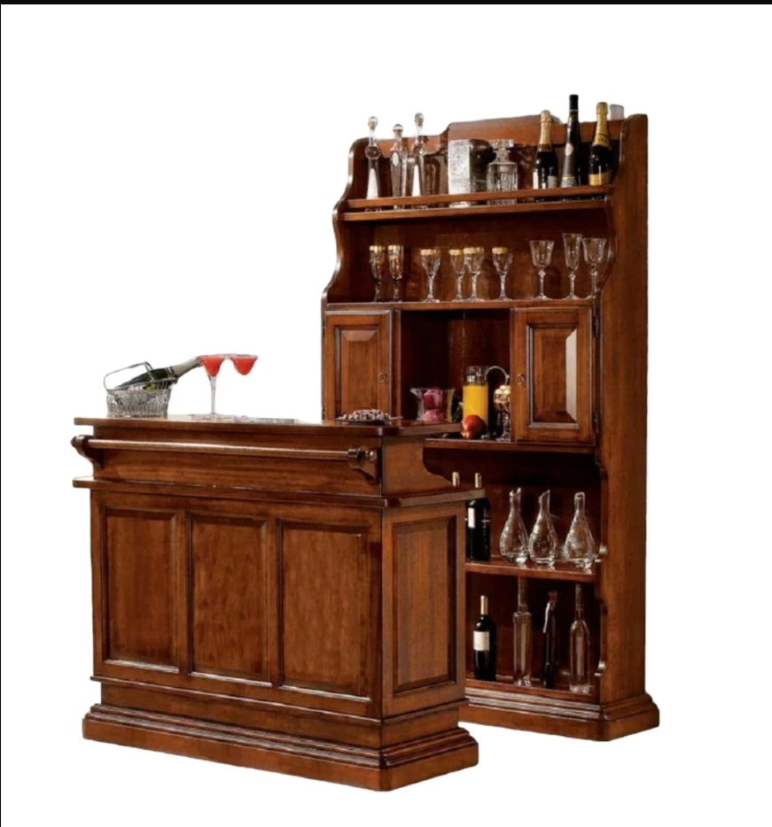 Mobile per irish pub  Artigianale in Legno di Pioppo Tinta Noce con Dispensa