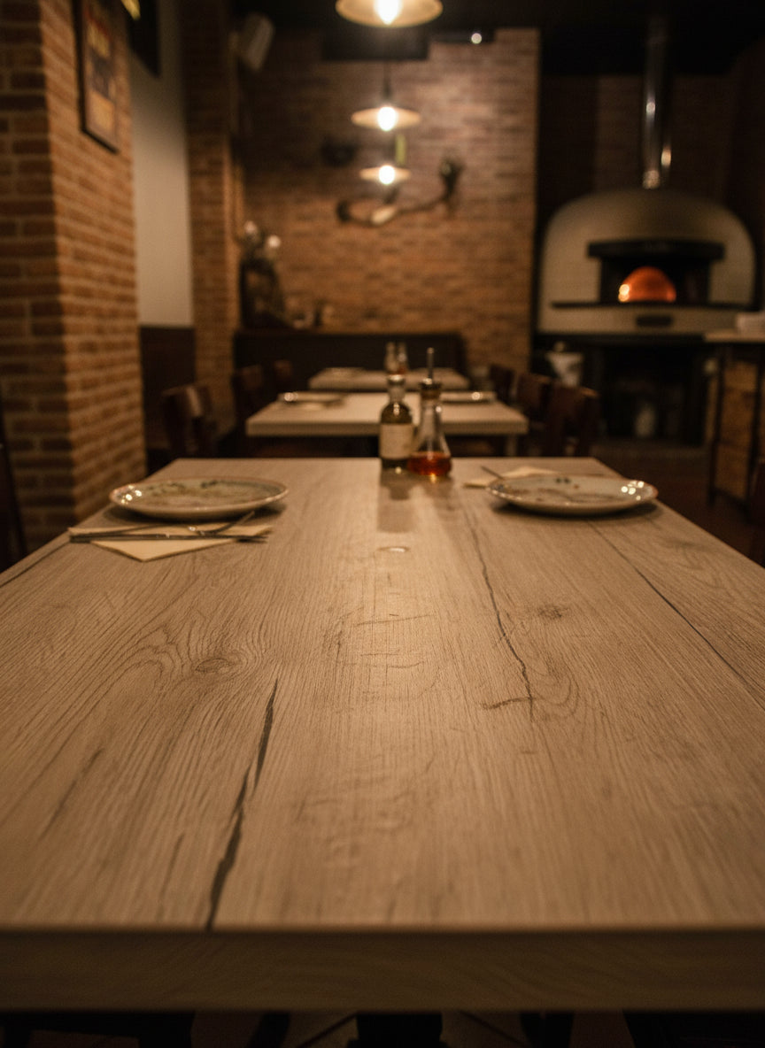 Piano Tavolo Nobilitato rovere Antico 60x60 cm - Spessore 25mm per Pizzeria