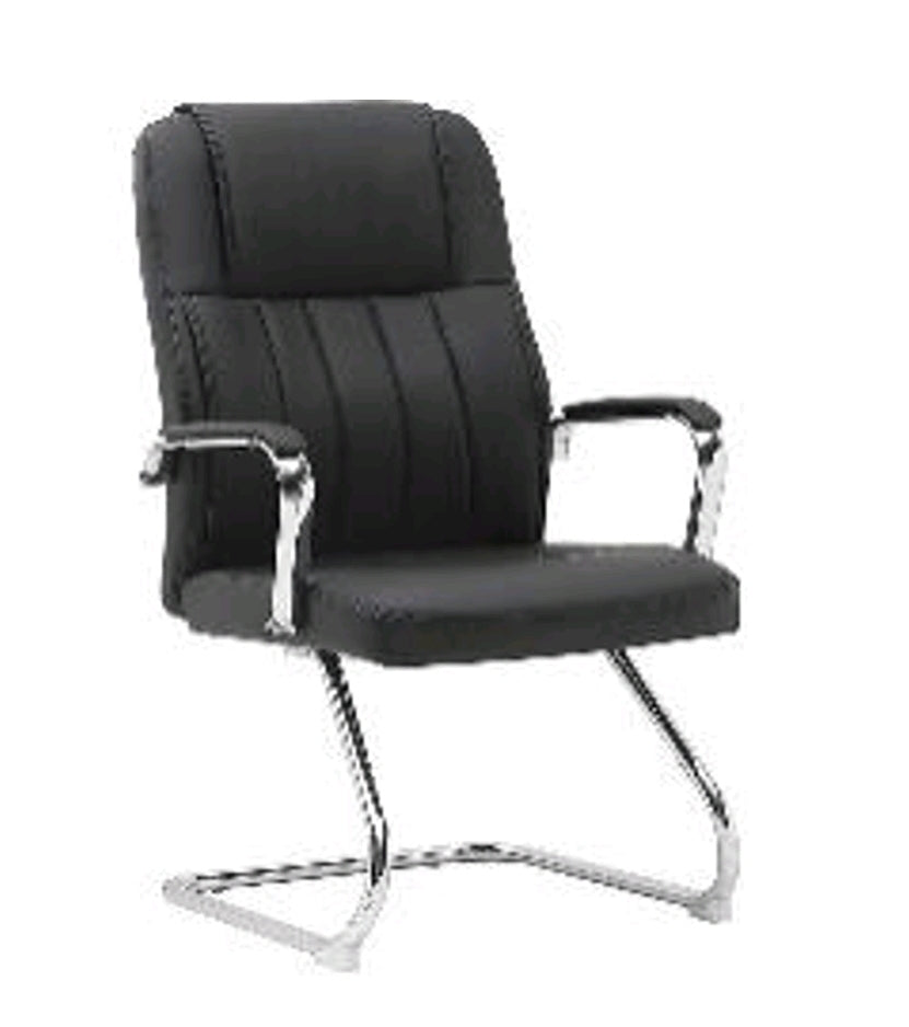 Poltrona da Attesa per ufficio in Ecopelle Imbottita. Struttura in Acciaio Cromato e Rivestimento in Ecopelle. Schienale Ergonomico