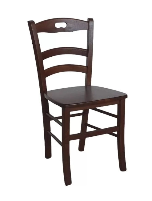 SET 2 SEDIE IN LEGNO ARTE POVERA TINTA NOCE SEDUTA LEGNO