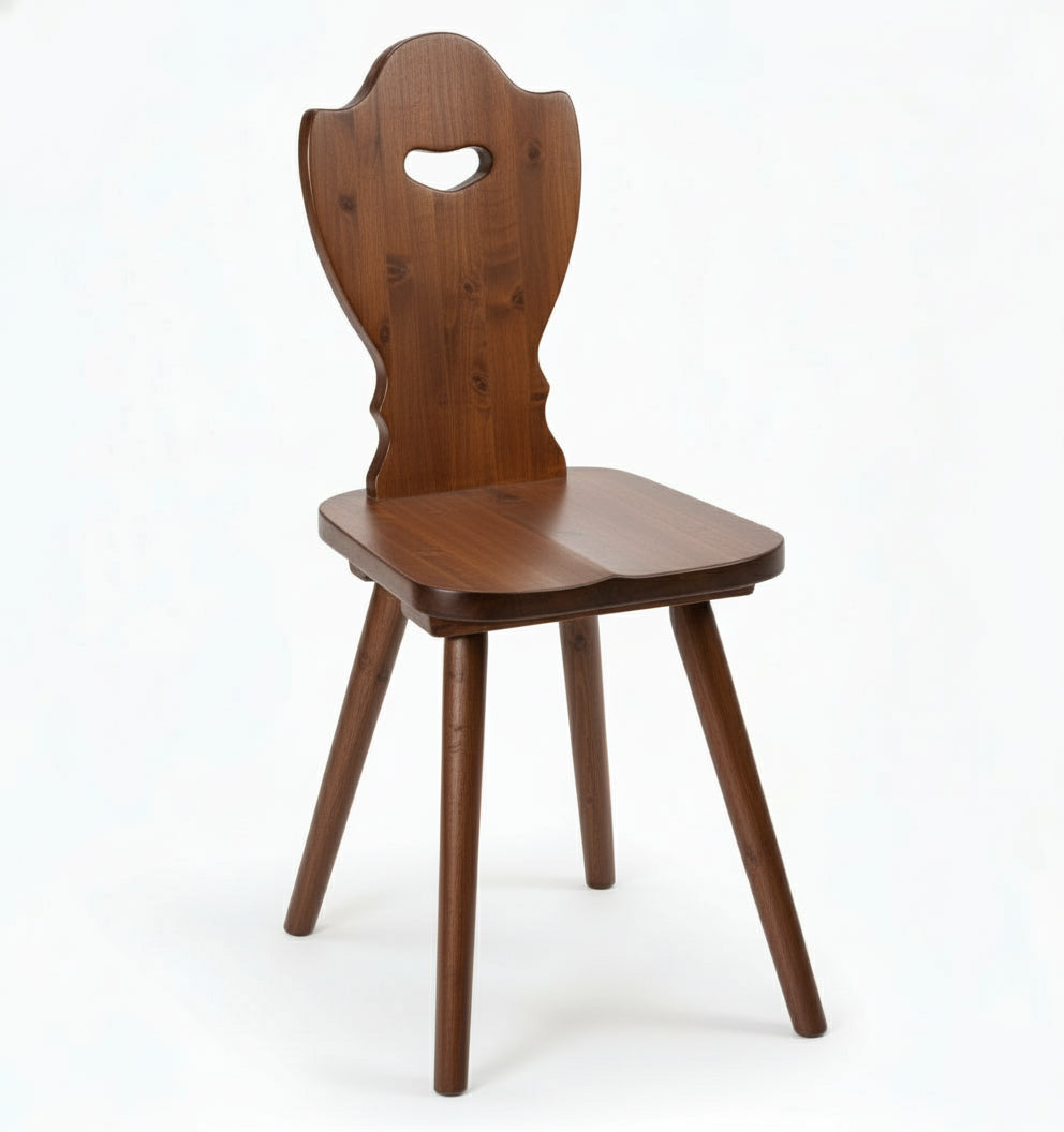 Sedia tirolese in legno di pino - finitura tinta noce