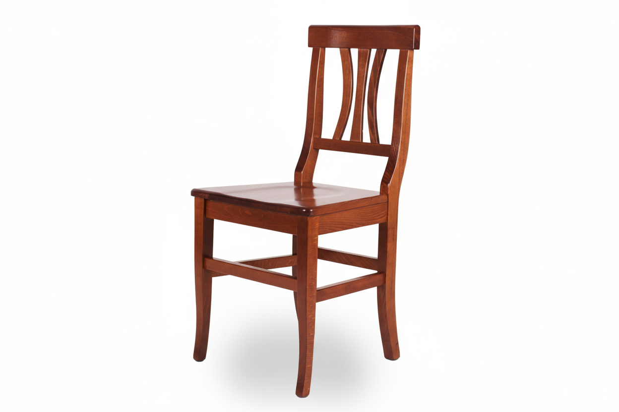 Sedia Rustica in Legno di Faggio con Sedile Massello tinta ciliegio