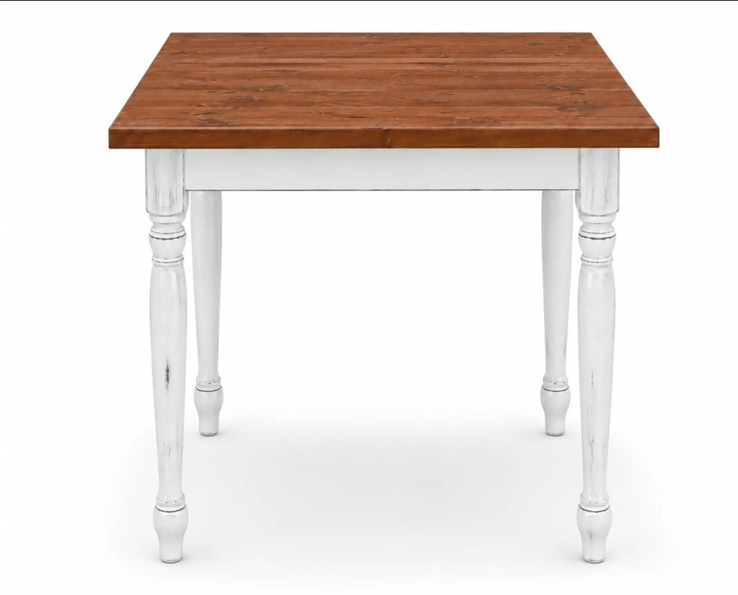 Tavolo per pub Vintage ha quattro gambe tornite in legno massello di pino misure 90x90