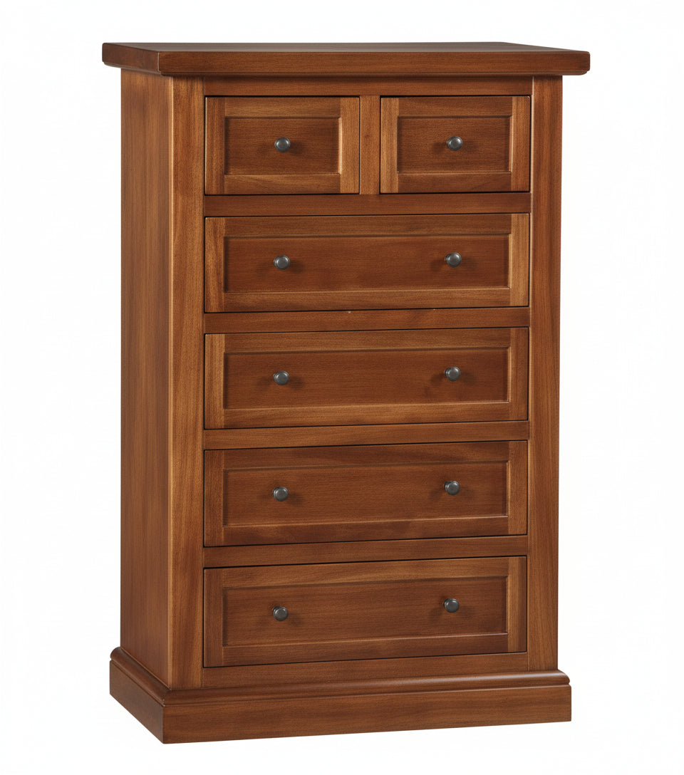 Cassettiera 6 Cassetti in Legno Massello Tinta Noce