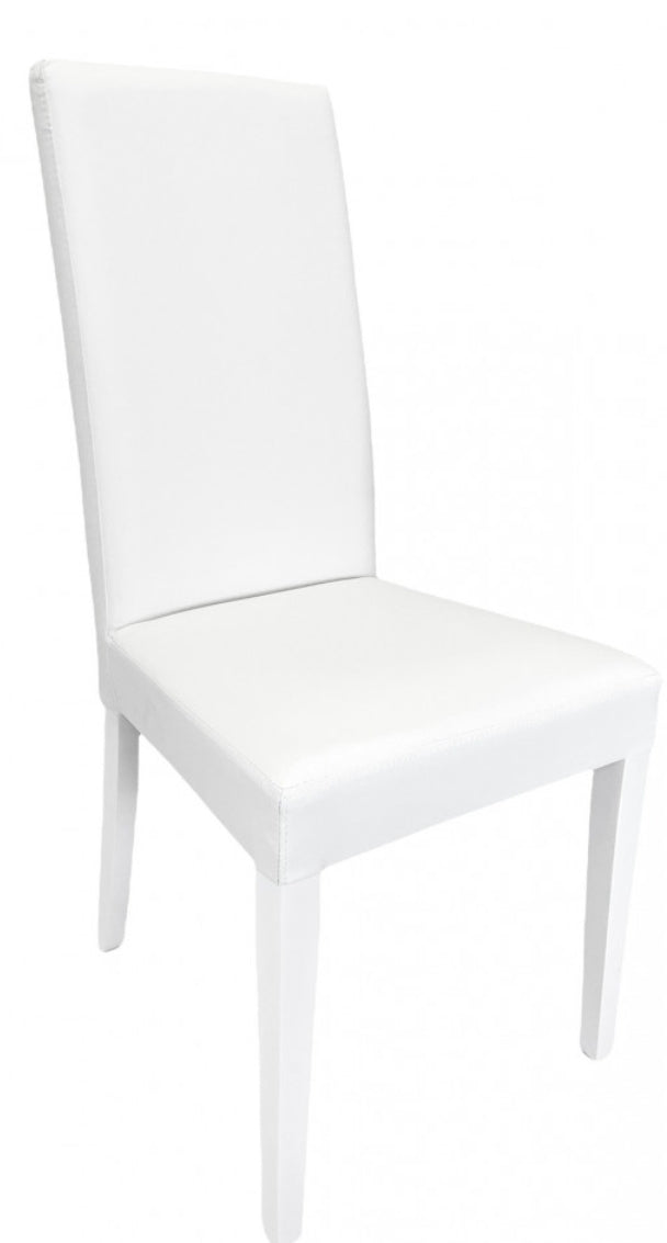 Sedia Imbottita in Eco-Pelle - Seduta e Schienale Imbottiti, Gambe in Legno