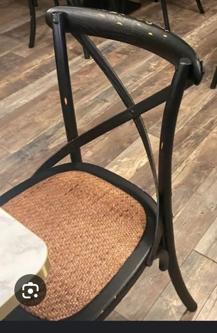 Sedia Thonet in massello e seduta in rattan finitura nero impilabili per  bar bistrot orosei , la spezia