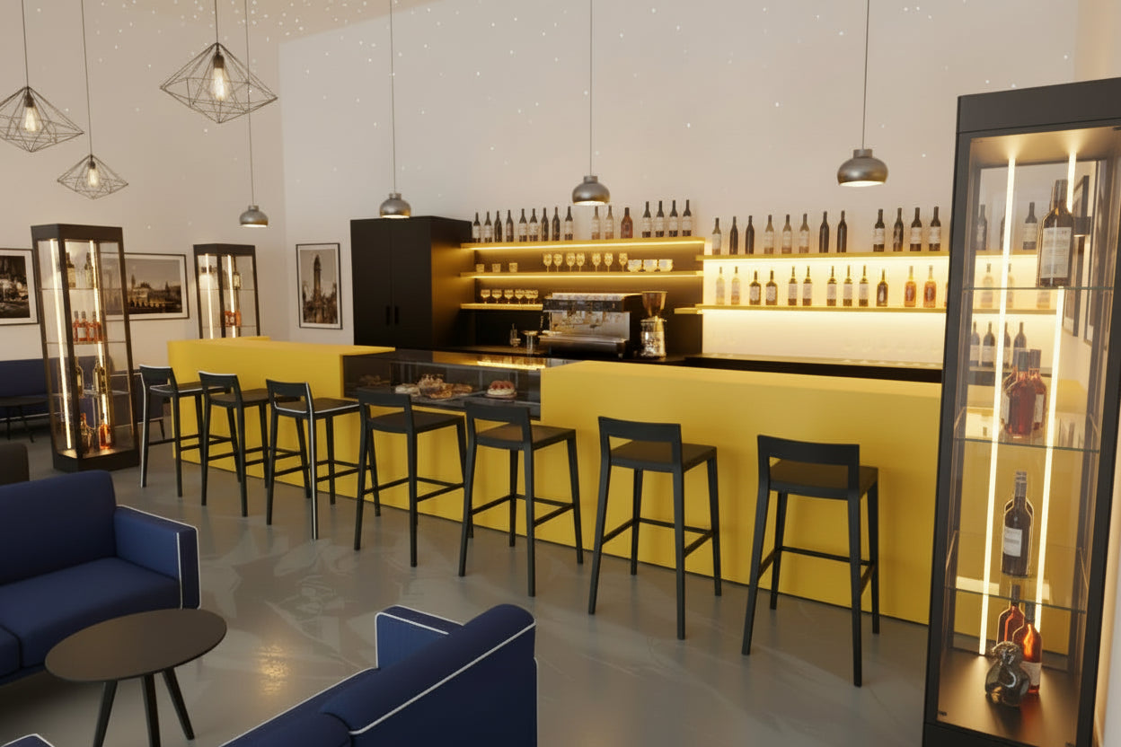 Bancone bar bologna con retrobanco e office cameriere