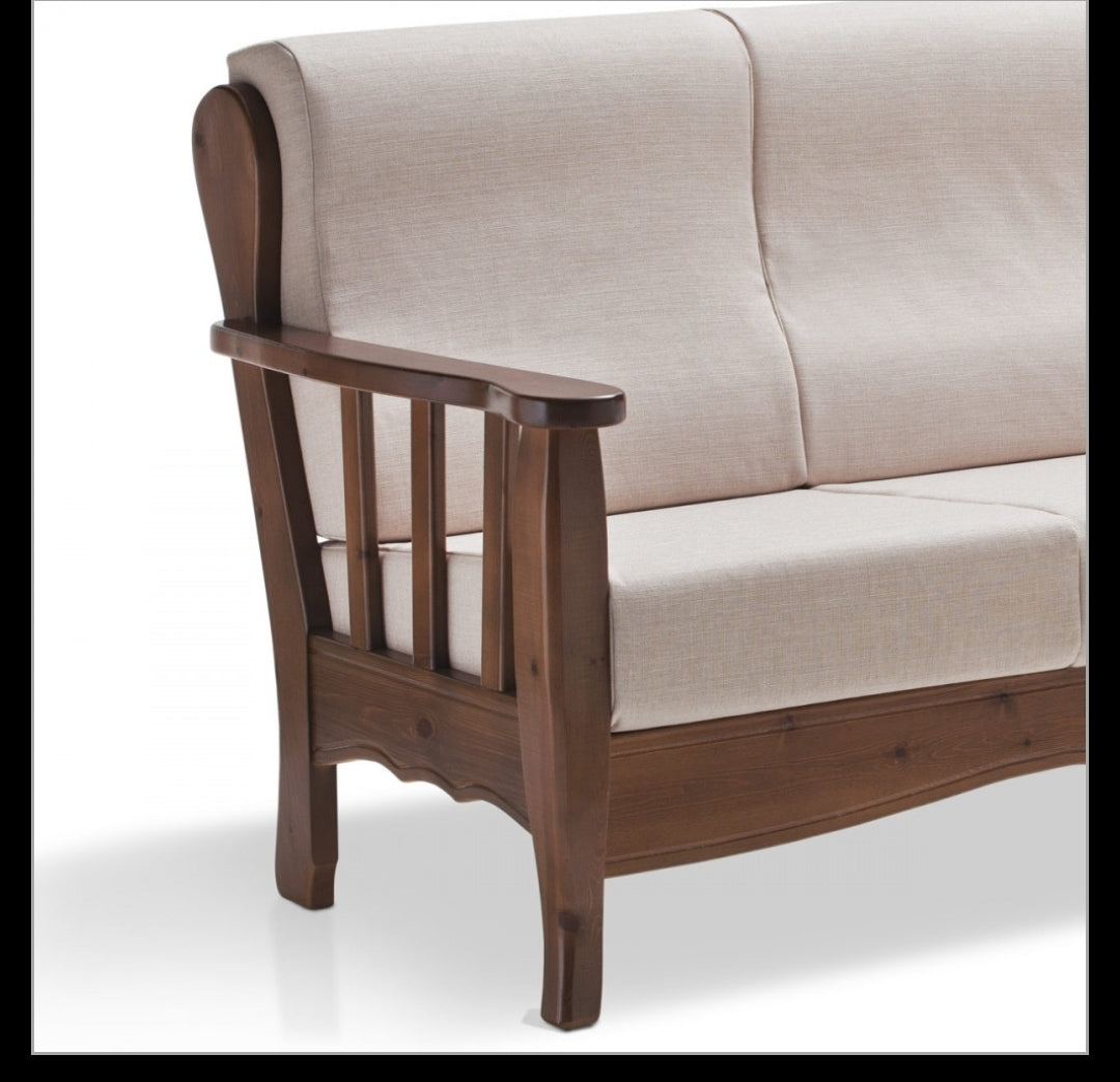 Divano in Legno 2 Posti Pino Massello tinta noce