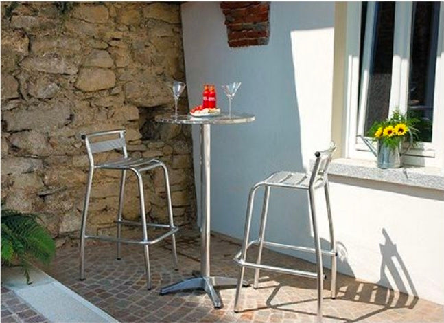 Sgabello da bar in alluminio con schienale