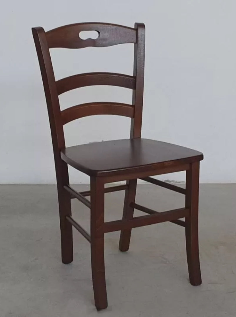 SET 2 SEDIE IN LEGNO ARTE POVERA TINTA NOCE SEDUTA LEGNO