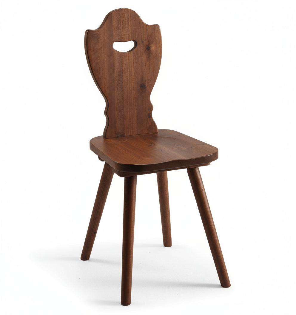 Sedia tirolese in legno di pino - finitura tinta noce