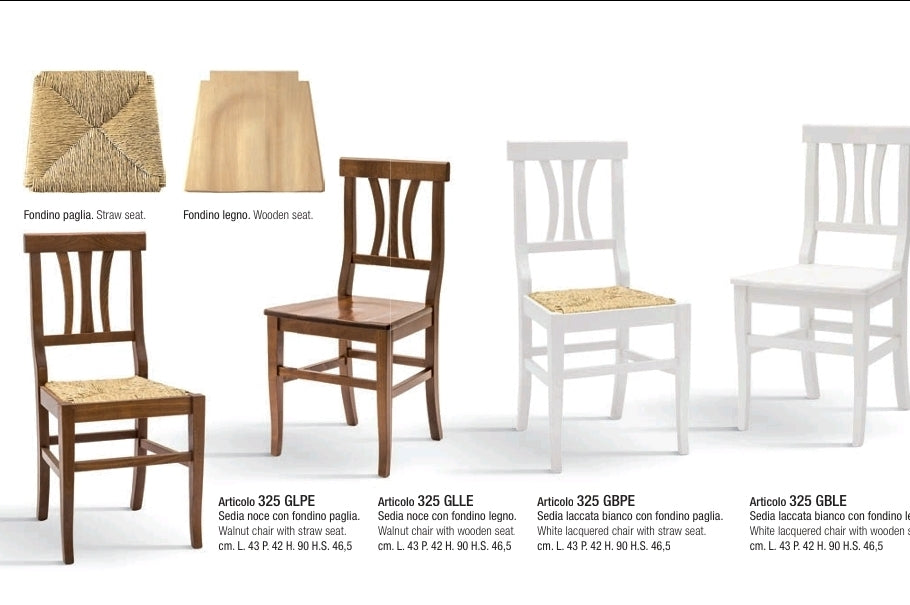Sedia Arte Povera per ristoranti in stock- Fondino Legno o Paglia-Piacenza