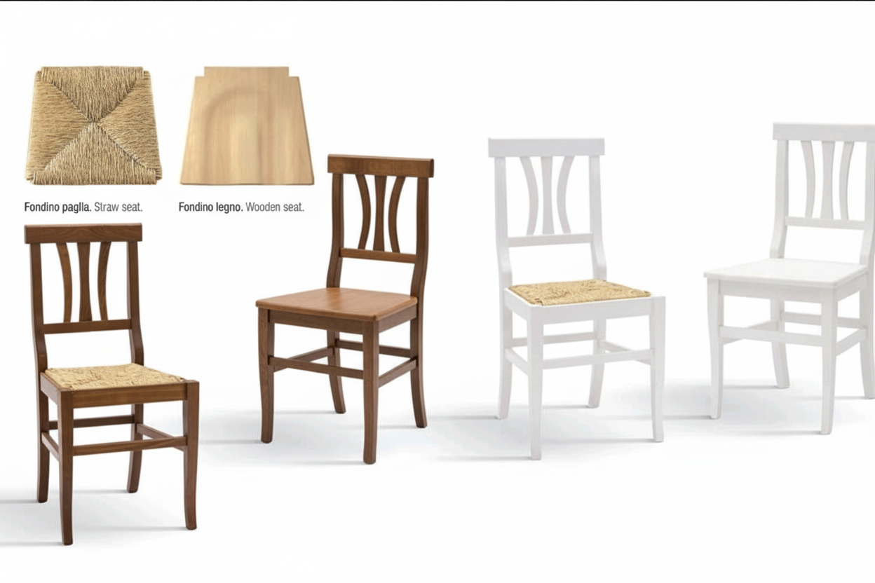 Sedia Arte Povera per ristoranti in stock- Fondino Legno o Paglia-Piacenza