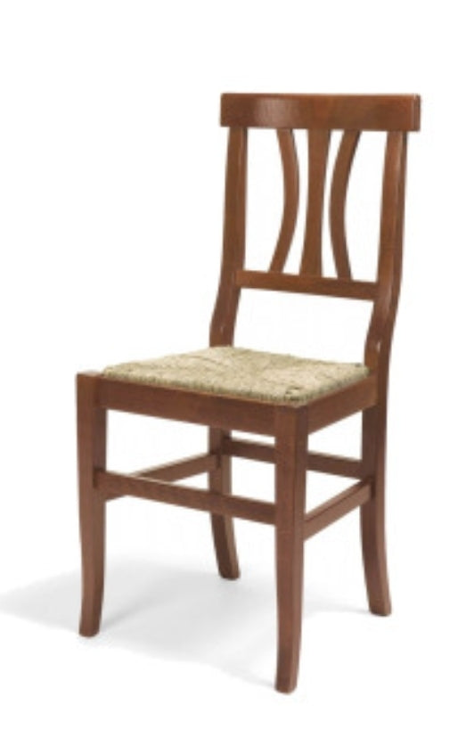 Sedia Arte Povera Seduta Paglia Tinta Noce - Arredo Ristorante Rustico Contract