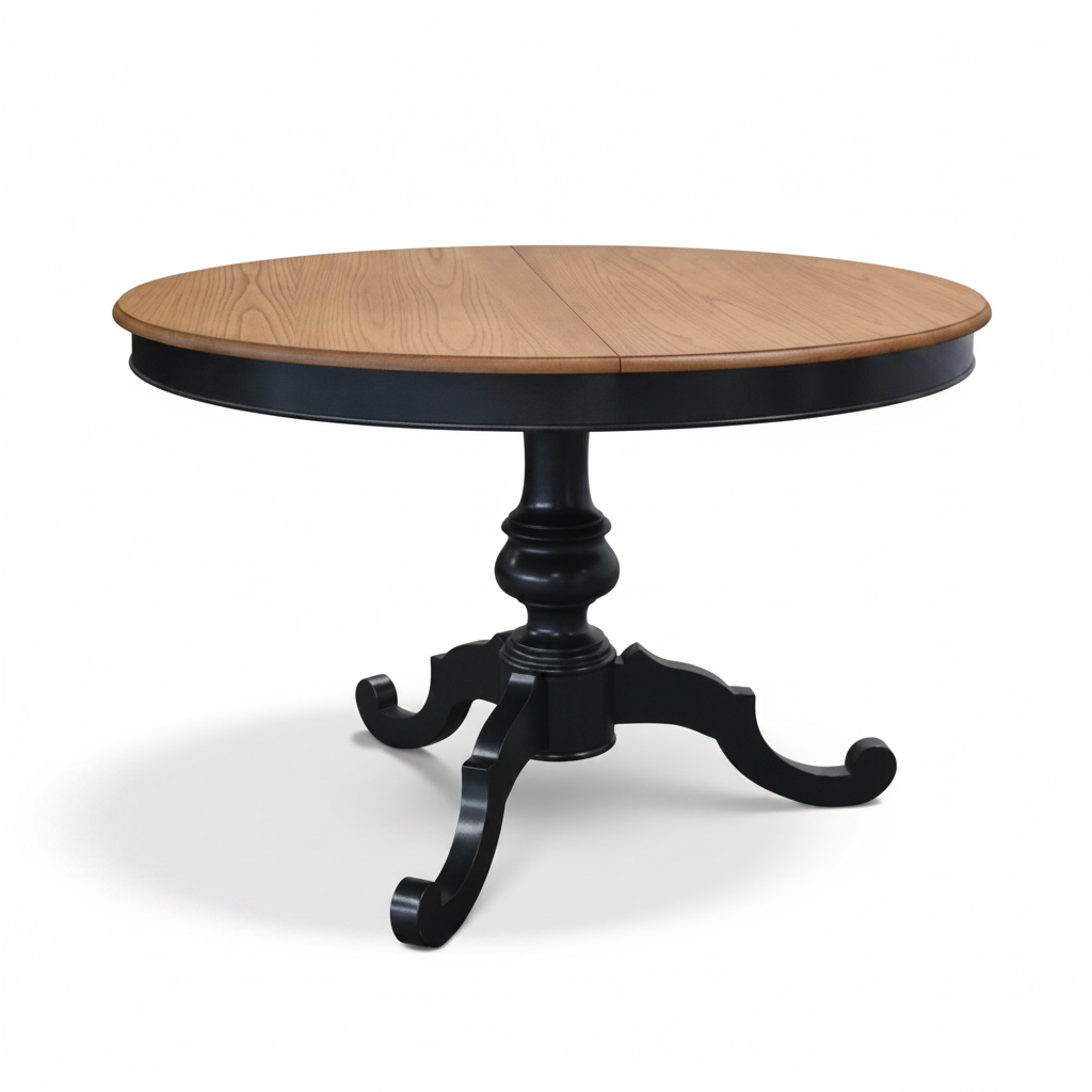 Tavolo Rotondo Allungabile NERO Opaco O Bianco opaco e Noce Scuro – Arte Povera – Made in Italy – 100/140 cm e 120/160 cm – H 76 cm