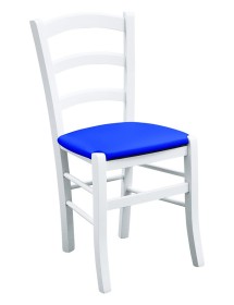 SET 2 SEDIE LEGNO MASSELLO BIANCO SEDUTA IMBOTTITA BLU