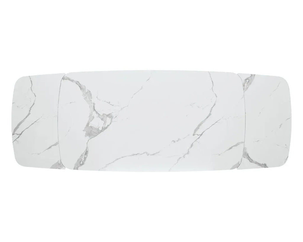 Tavolo Allungabile con Piano in Ceramica e Base in Metallo Rivestito – Stile Contemporaneo – Made in Italy – 160/240×90 – H 76 cm