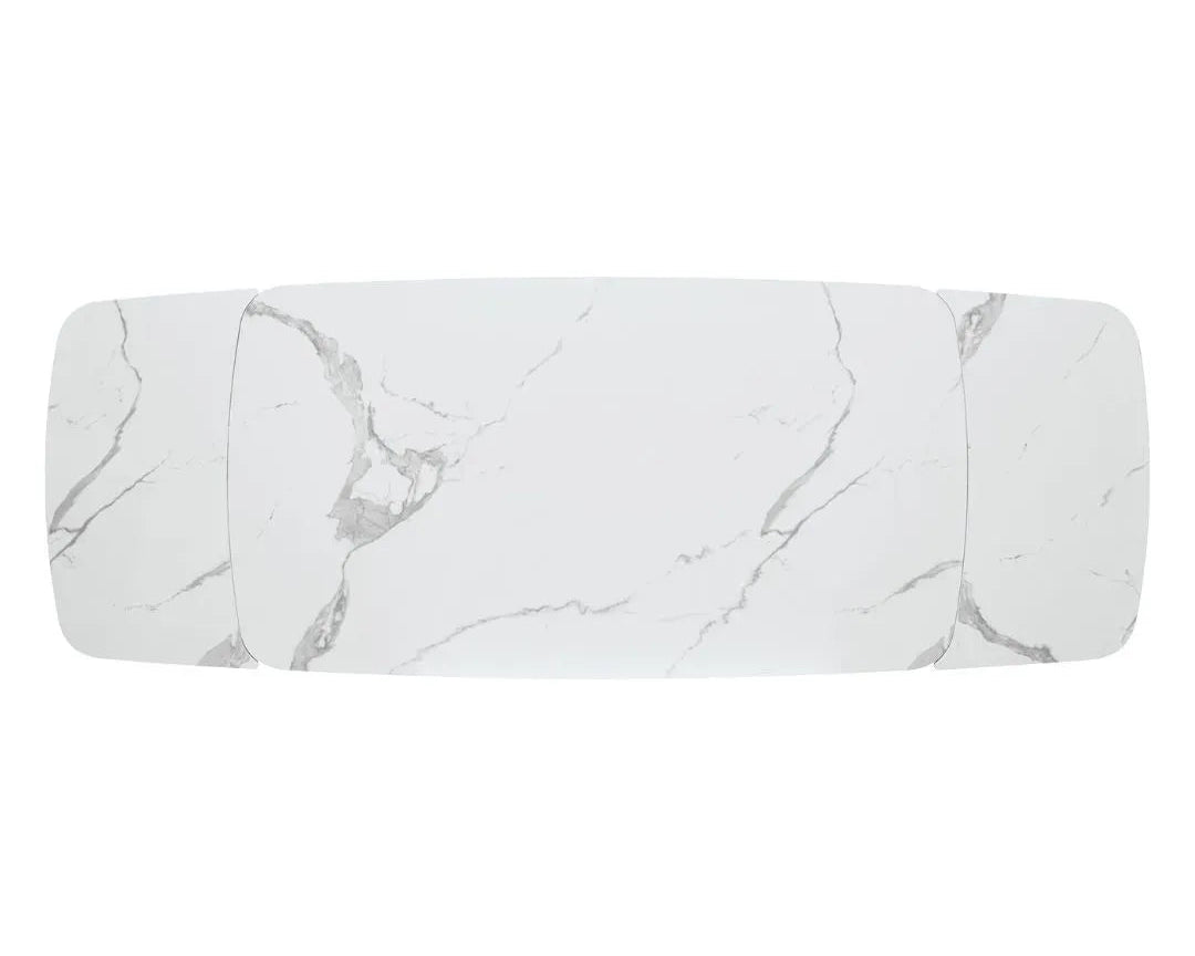 Tavolo Allungabile con Piano in Ceramica e Base in Metallo Rivestito – Stile Contemporaneo – Made in Italy – 160/240×90 – H 76 cm