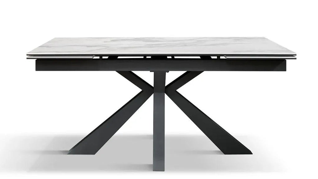 Tavolo da Pranzo Allungabile in Ceramica Effetto Marmo e Metallo – Stile Moderno – Made in Italy – 160/240×90 cm – H 76 cm