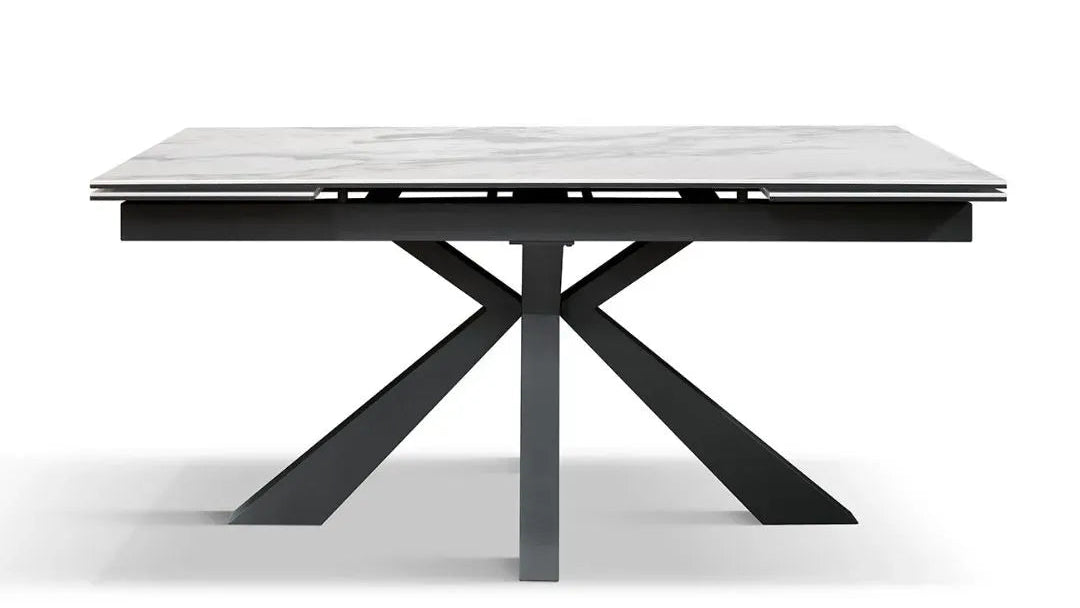 Tavolo da Pranzo Allungabile in Ceramica Effetto Marmo e Metallo – Stile Moderno – Made in Italy – 160/240×90 cm – H 76 cm