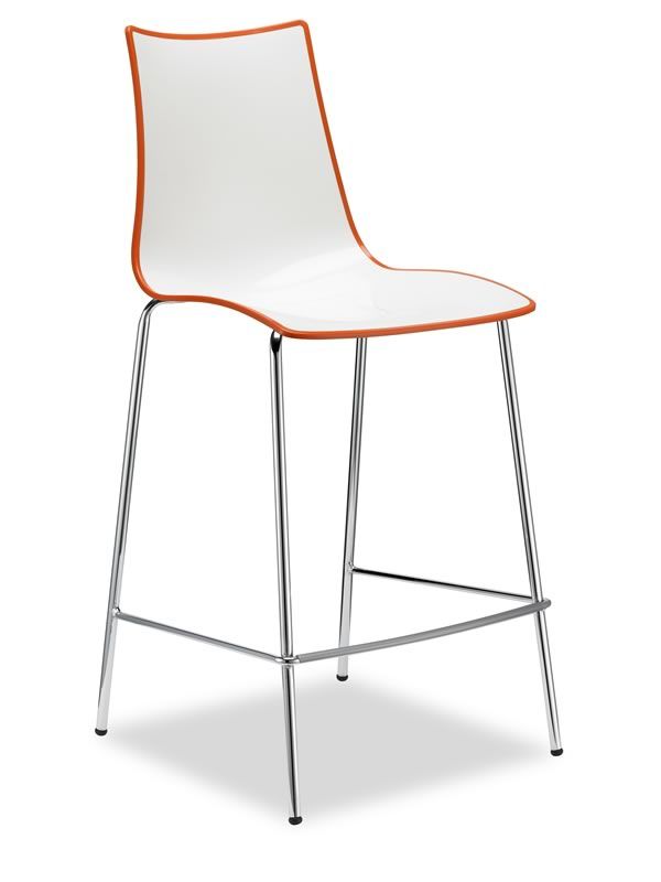 Zebra S Bic 2560 Sgabello in metallo cromato e polimero bicolor, seduta a 65 cm o 80 cm
