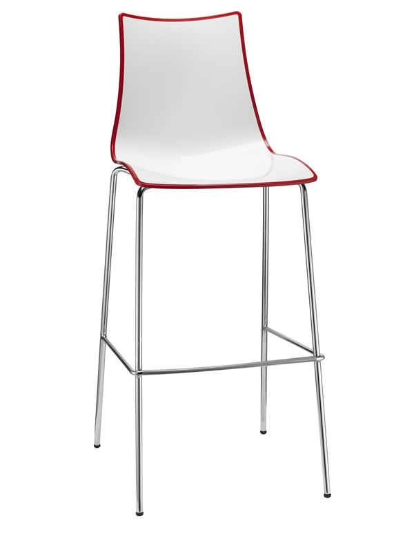 Zebra S Bic 2560 Sgabello in metallo cromato e polimero bicolor, seduta a 65 cm o 80 cm